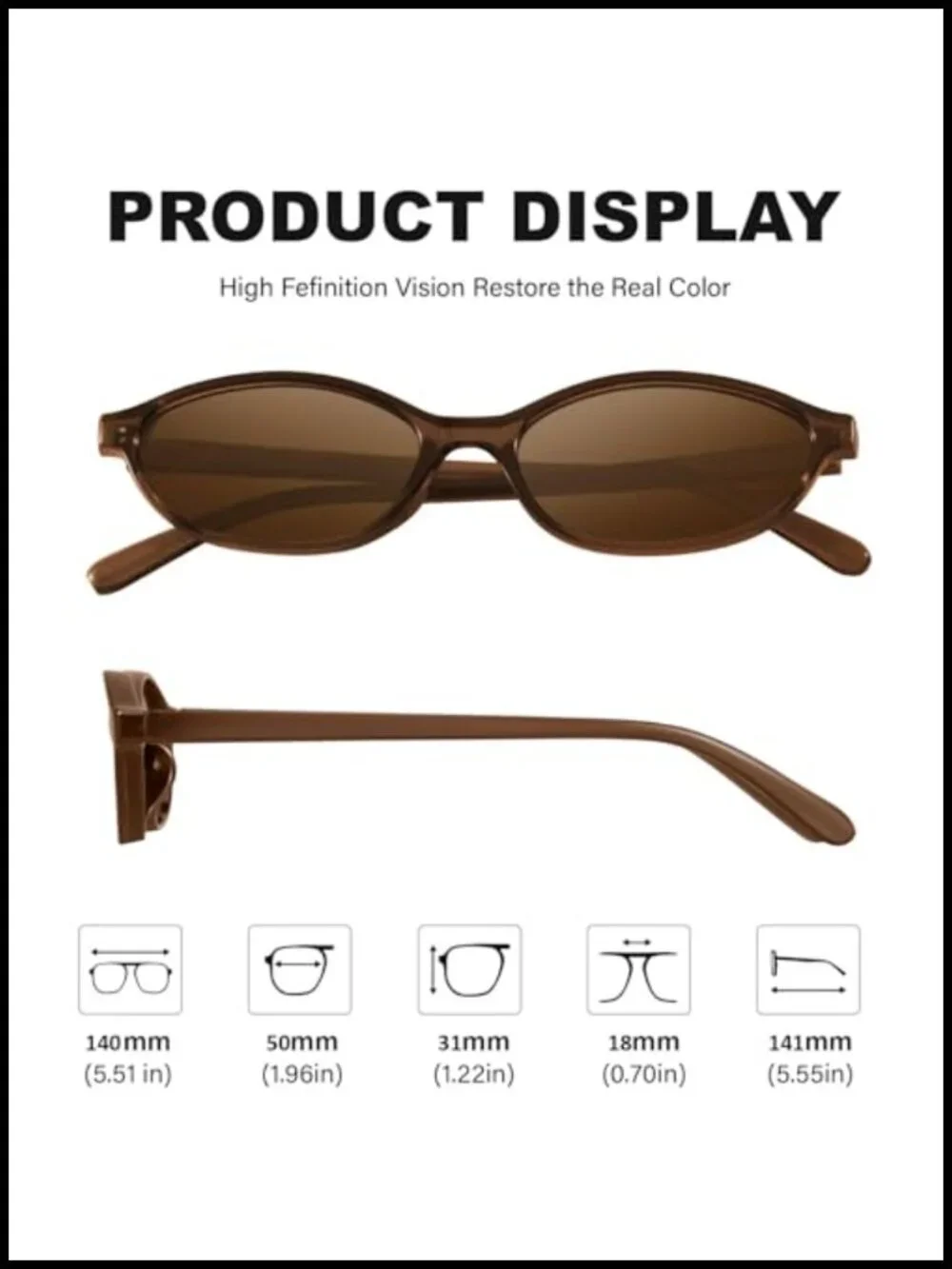 Retro Oval Cat Eye Sunglasses UV Protection Narrow Shades